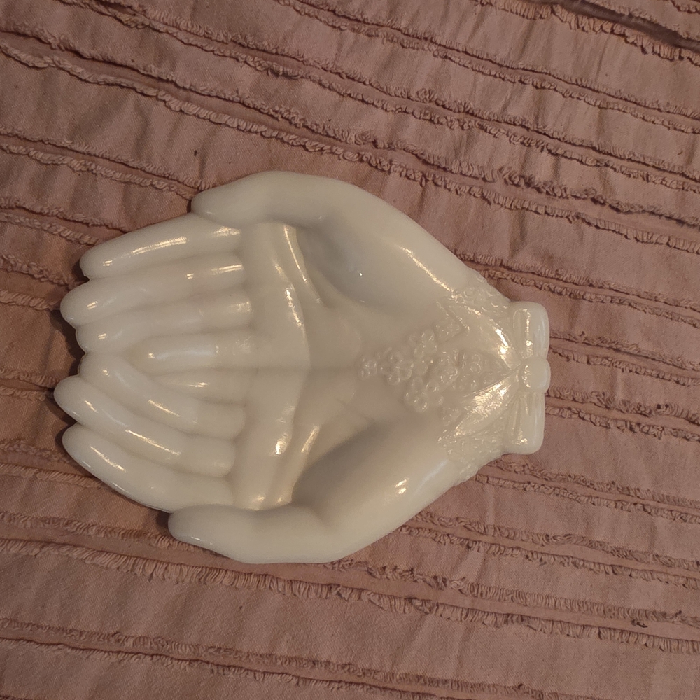 Milk Glass Avon Trinket Hands